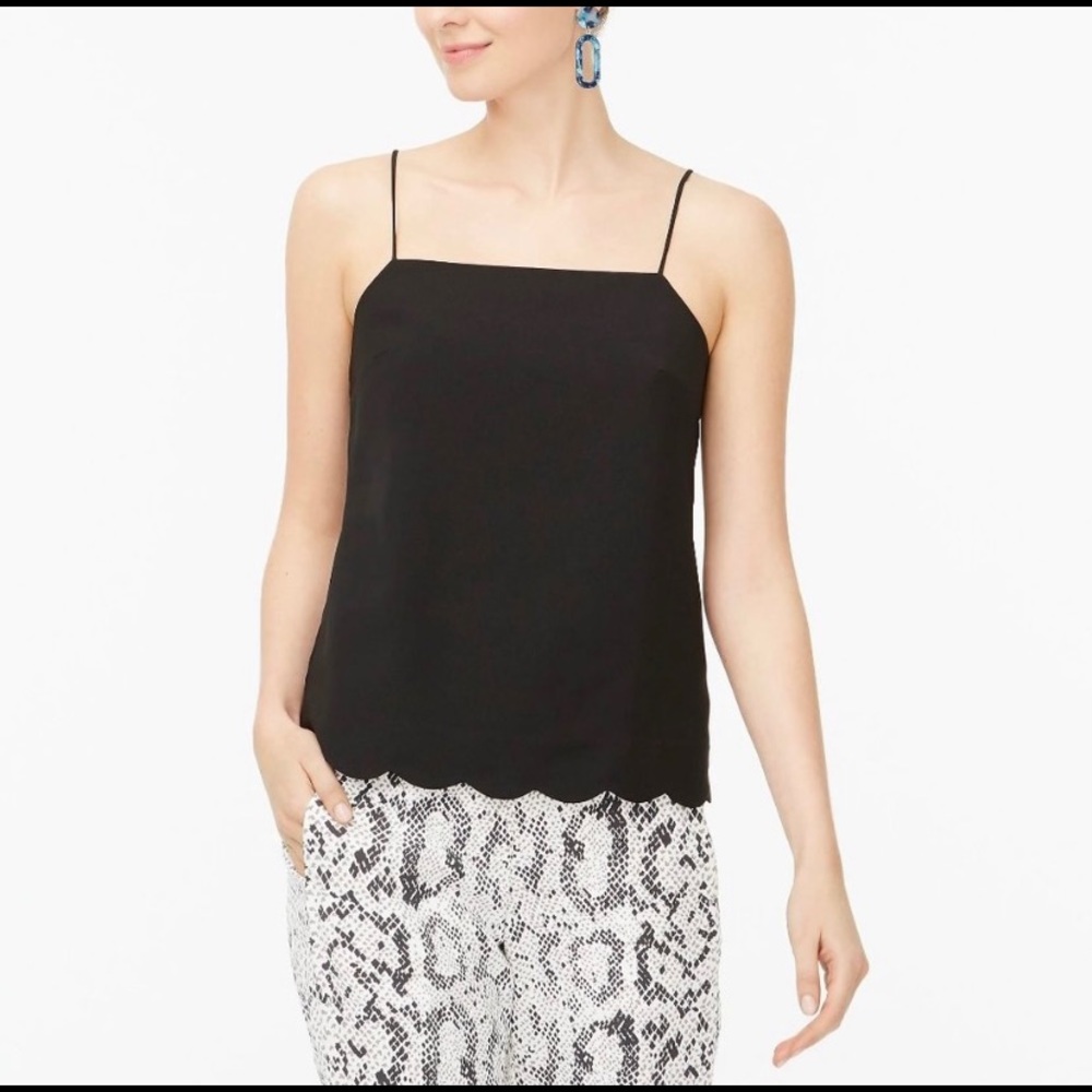 Jcrew black scallop hem cami
